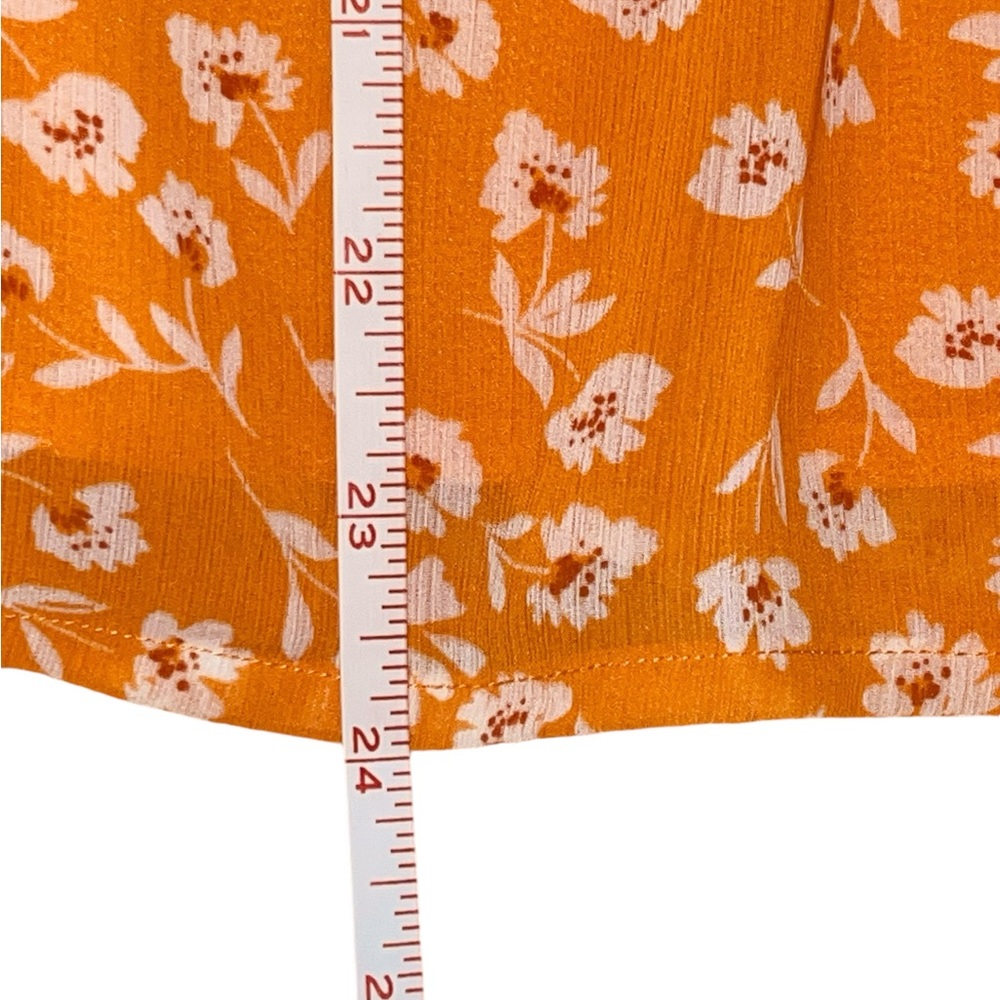 New J.Crew Factory Women's Ruffle Tie-Neck Top  Orange & White Floral - Medium - Picture 10 of 10